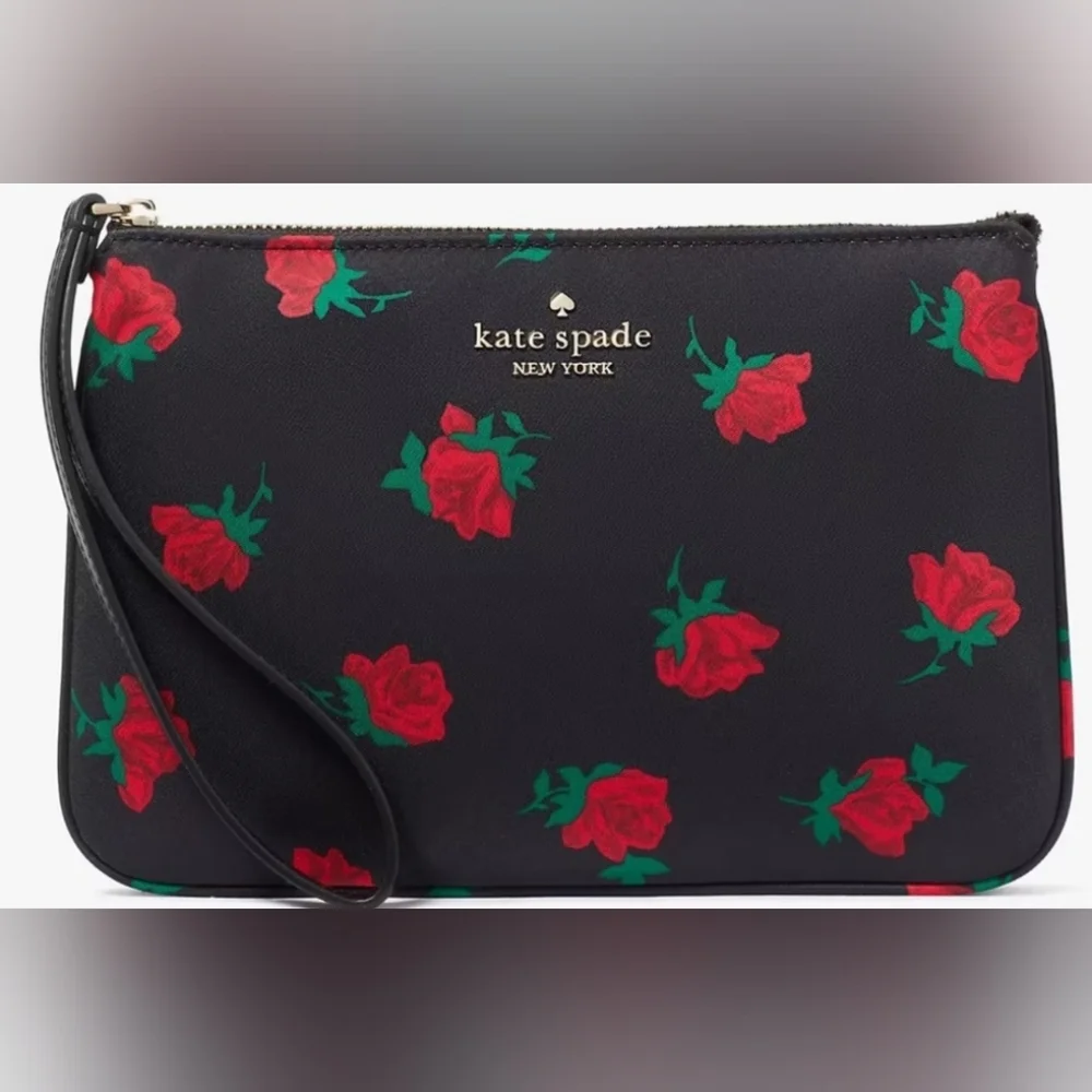 Kate Spade Chelsea Rose 🌹 Toss Printed Medium Wristlet Pouch NWT 👝